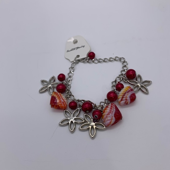 Brand New Nautical Fashion Jewelry Red Yellow & White Seashell Charm Bracelet - Picture 7 of 7